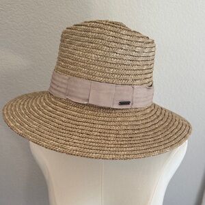 Brixton Tan Straw Hat with Soft Pink Band